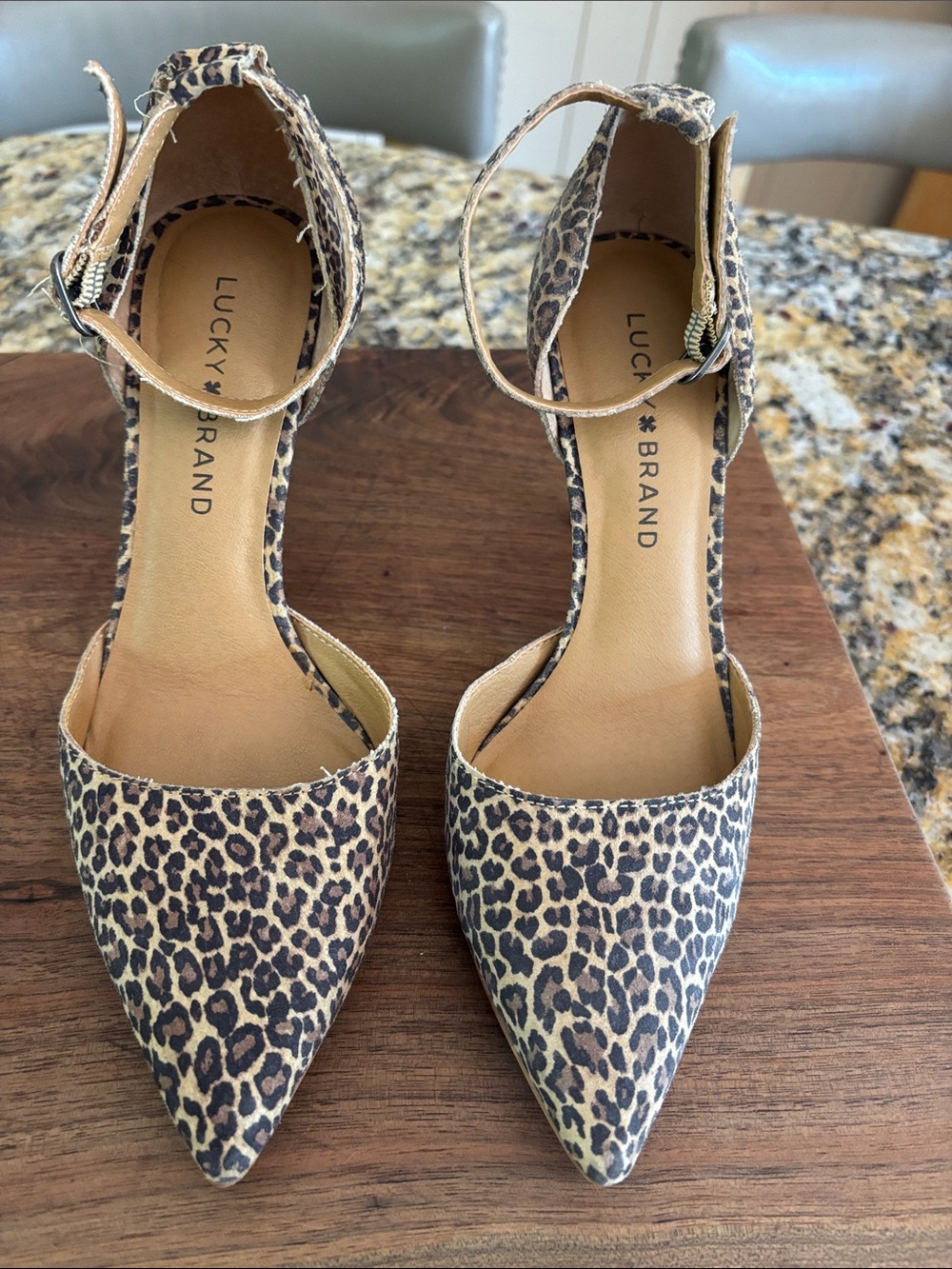 Lucky Brand Leopard Print Ankle-Strap Heels
